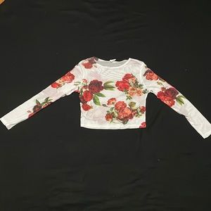 White floral mesh crop top. See through mesh. Soft material good condition.